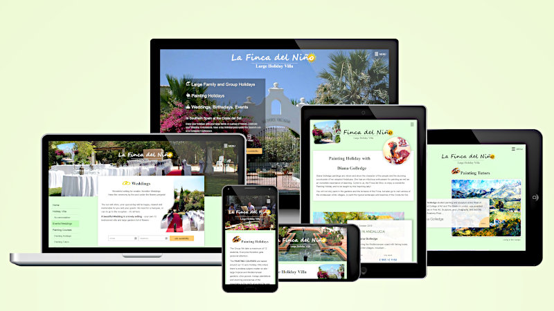 Website Finca del Niño the large holiday villa in different screenshots