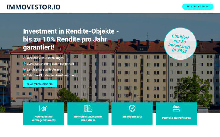 Website Immovestor.io screenshot