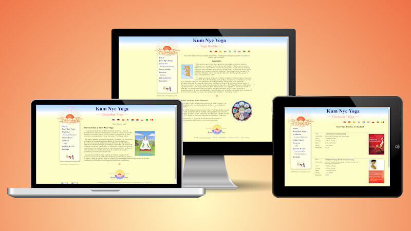 Website Kum Nye Yoga in different screenshots