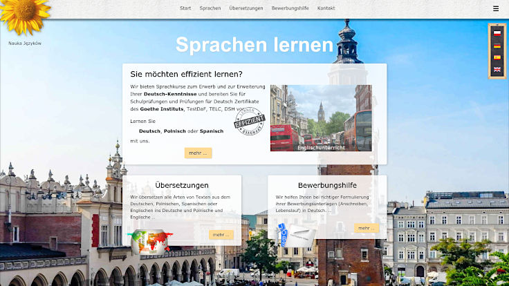 Website Nauka Języków  in different screenshots with different media
