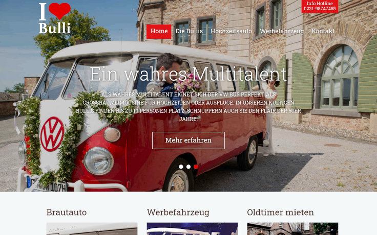 Website VW Bulli mieten screenshot