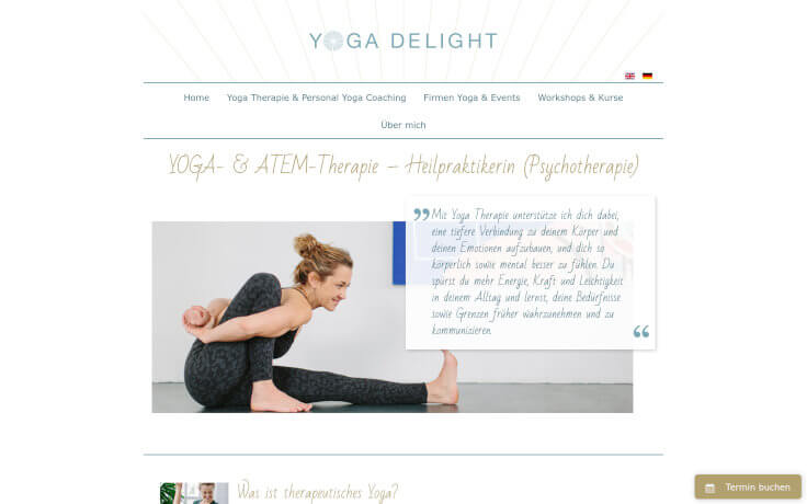 Screenshot website Yoga-Delight by Karla Stanek